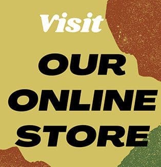 A yellow sign with the words " visit our online store ".